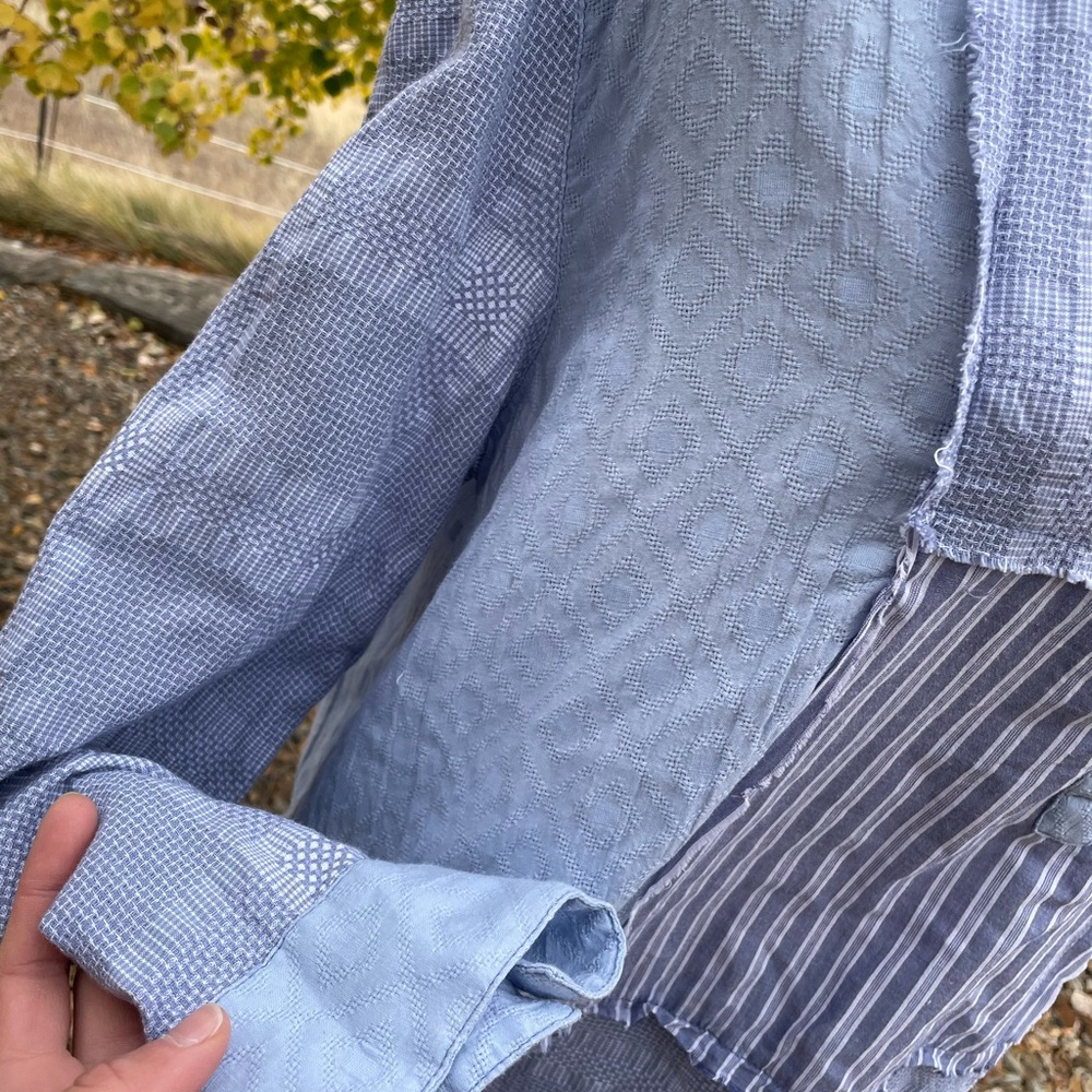 Sundance Blue Patchwork Distressed Oversized Cott… - image 7